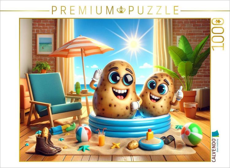 Produktbild: CALVENDO Puzzle Sommerspa&szlig; im Wohnzimmer: Kartoffeln im Planschbecken | 1000 Teile Lege-Gr&ouml;&szlig;e 64x48cm Foto-Puzzle f&uuml;r gl&uuml;ckliche Stunden