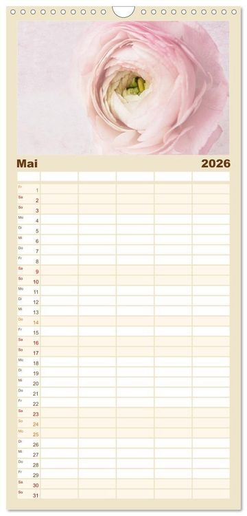 Produktbild: Familienplaner 2026 - Momente in Rosa mit 5 Spalten (Wandkalender, 21 x 45 cm) CALVENDO