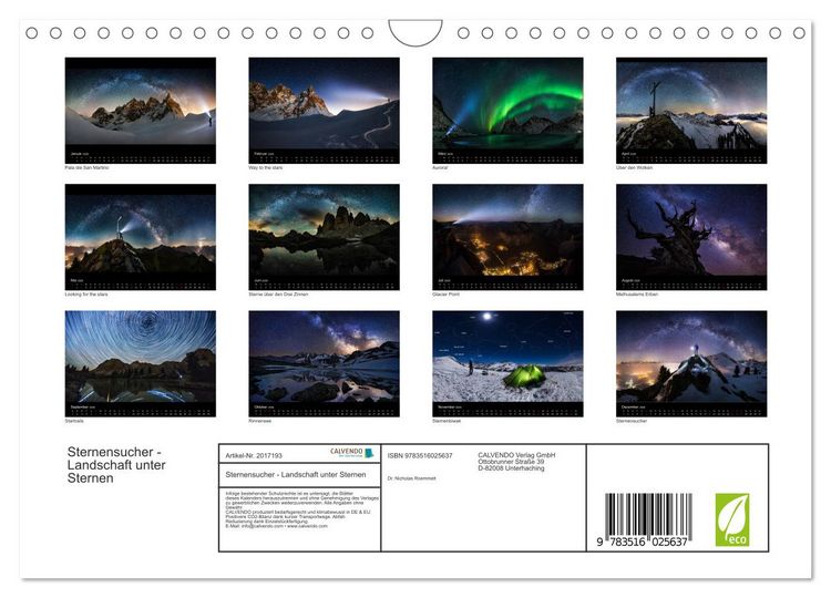 Produktbild: Sternensucher - Landschaft unter Sternen (Wandkalender 2026 DIN A4 quer), CALVENDO Monatskalender