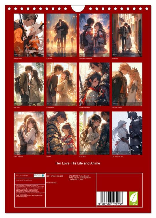 Produktbild: Her Love, His Life and Anime (Wall Calendar 2026 DIN A4 portrait), CALVENDO 12 Month Wall Calendar