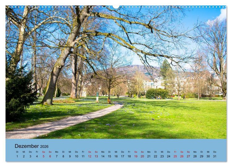 Produktbild: Kurpark Baden-Baden (Wandkalender 2026 DIN A2 quer), CALVENDO Monatskalender