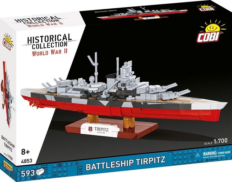 Produktbild: COBI Historical Collection 4853 - Battleship Tirpitz, WWII, Bausatz 1:700, 593 Klemmbausteine