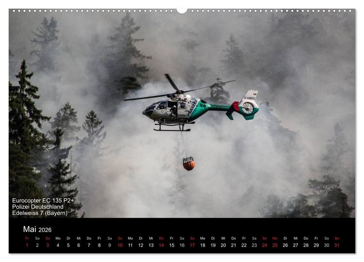 Produktbild: Hubschrauber im Einsatz (hochwertiger Premium Wandkalender 2026 DIN A2 quer), Kunstdruck in Hochglanz
