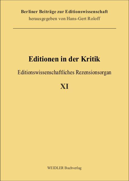 Produktbild: Editionen in der Kritik 11