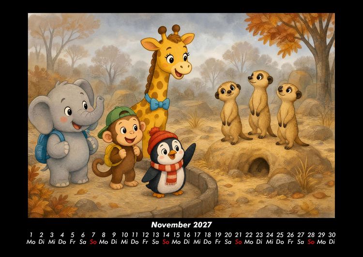 Produktbild: Ein Jahr im Zoo mit Raffi und Freunden 2027 Fotokalender DIN A3
