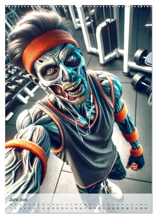 Produktbild: Zombie Selfies - Ein humorvoller Blick auf das untote Dasein (Wandkalender 2026 DIN A2 hoch), CALVENDO Monatskalender