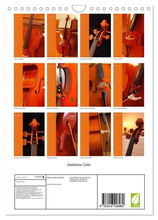 Produktbild: Geliebtes Cello (Wandkalender 2026 DIN A4 hoch), CALVENDO Monatskalender