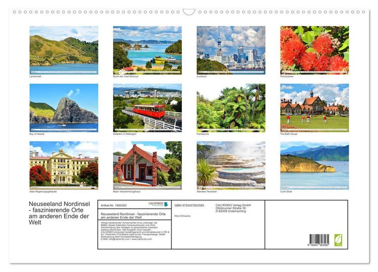 Produktbild: Neuseeland Nordinsel - faszinierende Orte am anderen Ende der Welt (Wandkalender 2026 DIN A2 quer), CALVENDO Monatskalender