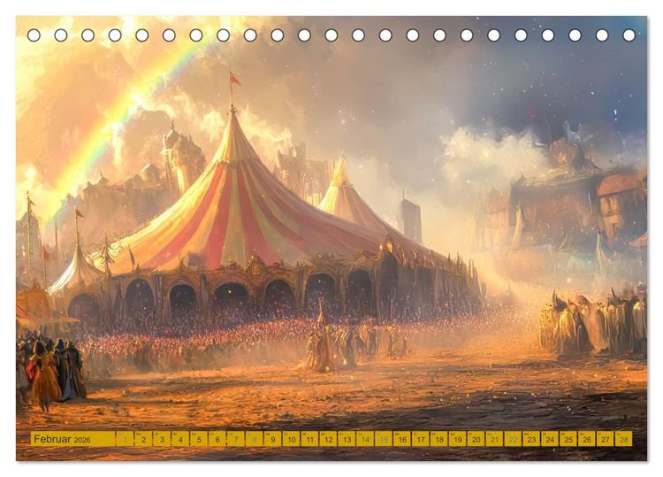 Produktbild: Mittelalterliche Zirkusmagie - Illustrationen (Tischkalender 2026 DIN A5 quer), CALVENDO Monatskalender