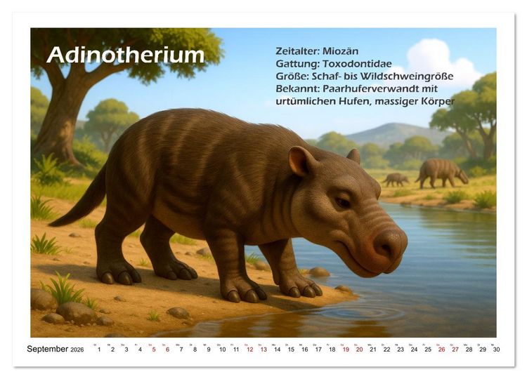 Produktbild: Urige Pal&auml;ofauna pr&auml;historisch und niedlich (Wandkalender 2026 DIN A2 quer), CALVENDO Monatskalender