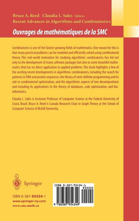 Produktbild: Recent Advances in Algorithms and Combinatorics