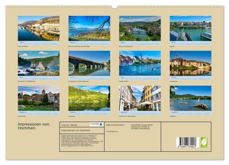 Produktbild: Impressionen vom Hochrhein (hochwertiger Premium Wandkalender 2026 DIN A2 quer), Kunstdruck in Hochglanz
