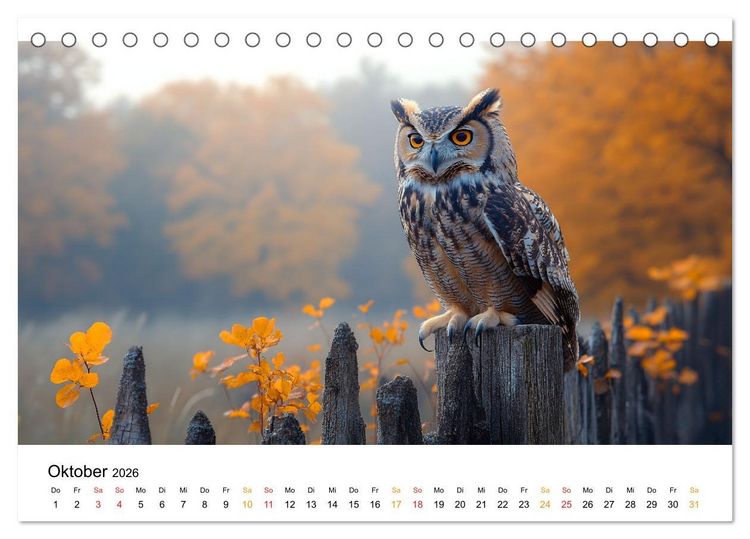 Produktbild: Im Reich der Eulen (Tischkalender 2026 DIN A5 quer), CALVENDO Monatskalender