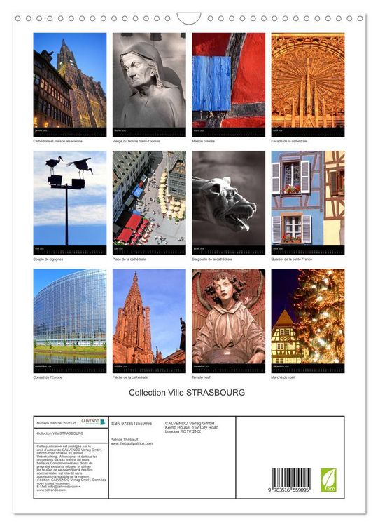 Produktbild: Collection Ville STRASBOURG (Calendrier mural 2026 DIN A3 horizontal), CALVENDO calendrier mensuel