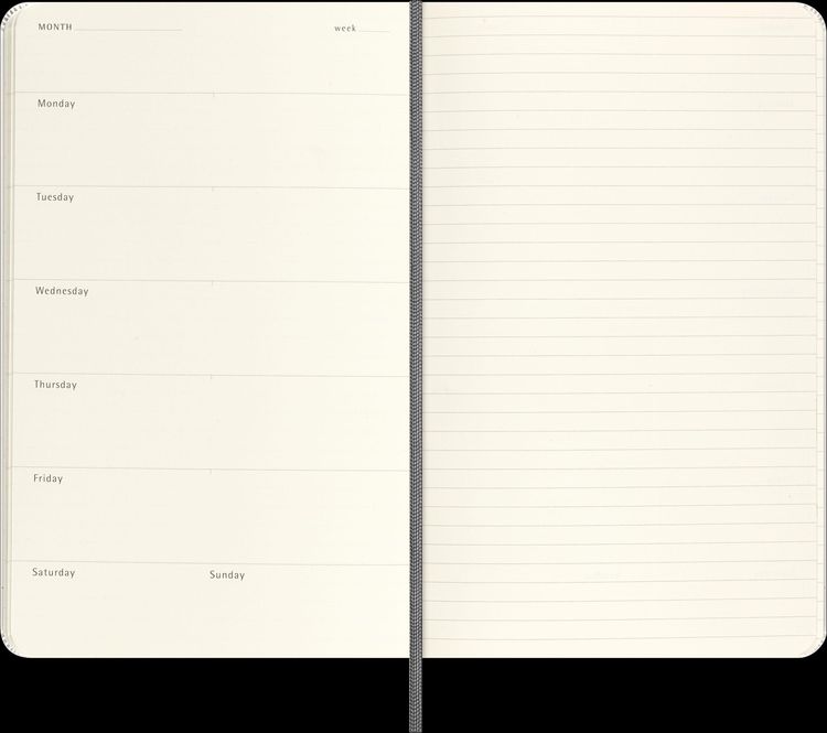 Produktbild: Moleskine der kleine Prinz Sammlerbox, liniertes Notizbuch L/A5 schwarz, undatierter 12-Monats-Notizkalender L/A5 fester Einband grau