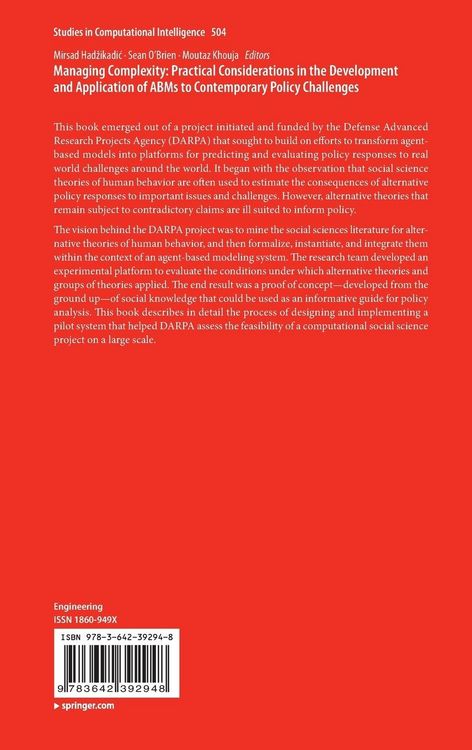 Produktbild: Managing Complexity: Practical Considerations in the Development and Application of ABMs to Contemporary Policy Challenges