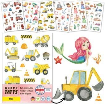 Produktbild: Happy Tatts, Kinder-Tattoos 'Mix' (125 Stk.)
