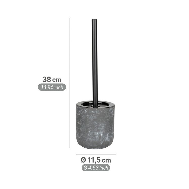 Produktbild: WC-Garnitur Mod. Sacile, grau/schwarz, Keramik, Edelstahl, &Oslash;11.5x38 cm, Betonoptik, freistehend,