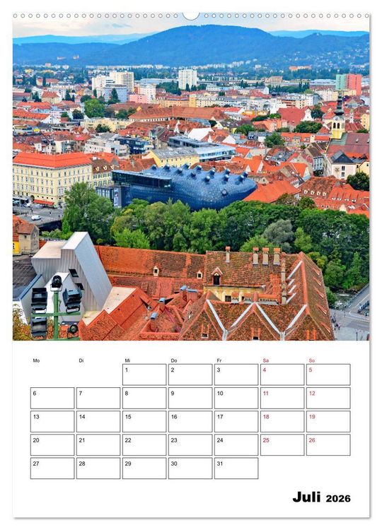 Produktbild: Graz - faszinierende Stadt (hochwertiger Premium Wandkalender 2026 DIN A2 hoch), Kunstdruck in Hochglanz