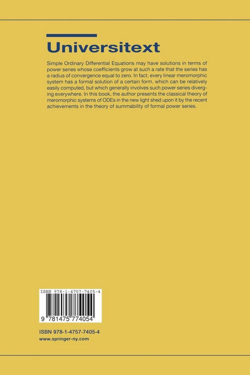 Produktbild: Formal Power Series and Linear Systems of Meromorphic Ordinary Differential Equations