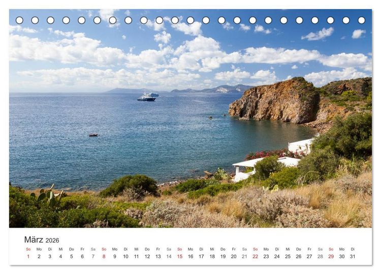 Produktbild: Liparische Inseln - Vulkane im Mittelmeer (Tischkalender 2026 DIN A5 quer), CALVENDO Monatskalender
