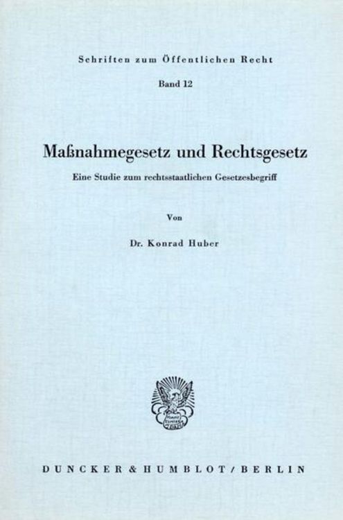 Produktbild: Maßnahmegesetz und Rechtsgesetz.