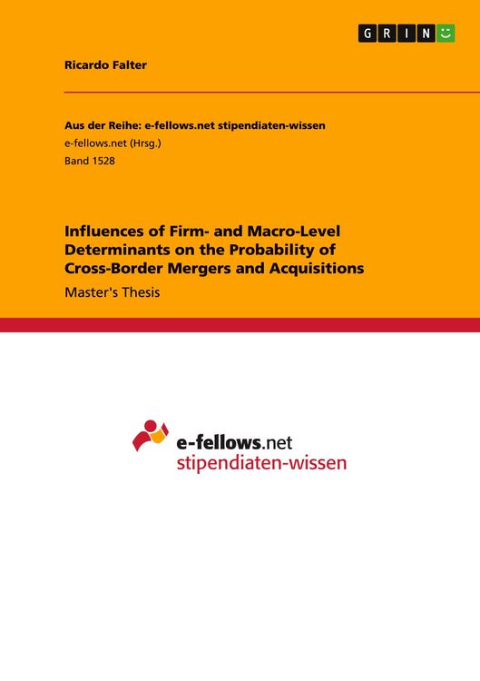 Produktbild: Influences of Firm- and Macro-Level Determinants on the Probability of Cross-Border Mergers and Acquisitions