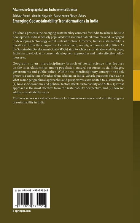 Produktbild: Emerging Geosustainability Transformations in India