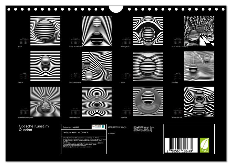 Produktbild: Optische Kunst im Quadrat (Wandkalender 2026 DIN A4 quer), CALVENDO Monatskalender