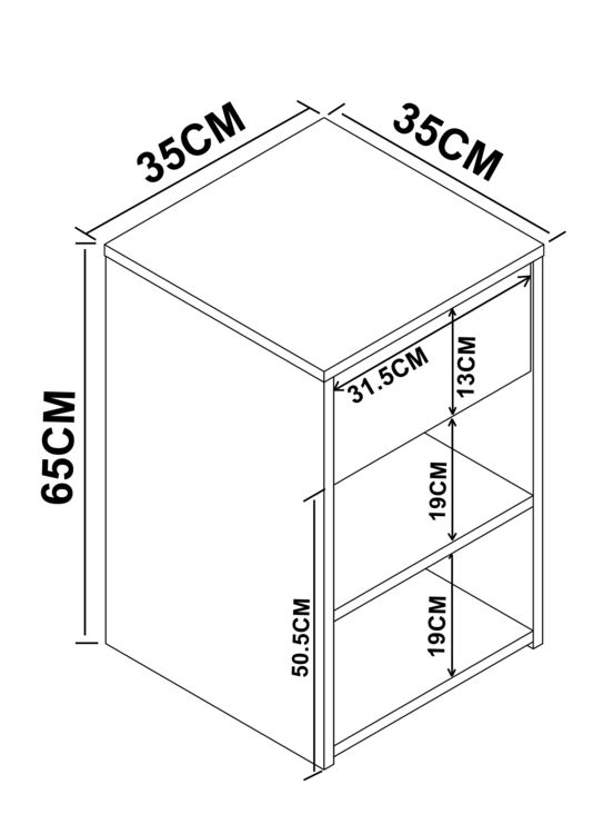 Produktbild: Holz Nachttisch Nachtschrank Sledo Schublade Maxi