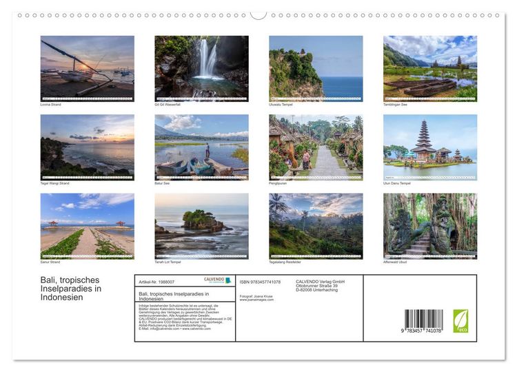 Produktbild: Bali, tropisches Inselparadies in Indonesien (hochwertiger Premium Wandkalender 2026 DIN A2 quer), Kunstdruck in Hochglanz