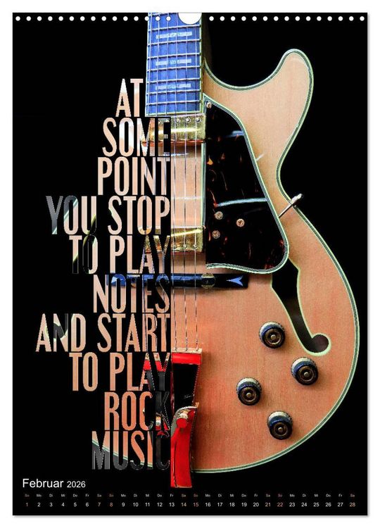 Produktbild: Rockgitarren Textposter (Wandkalender 2026 DIN A3 hoch), CALVENDO Monatskalender