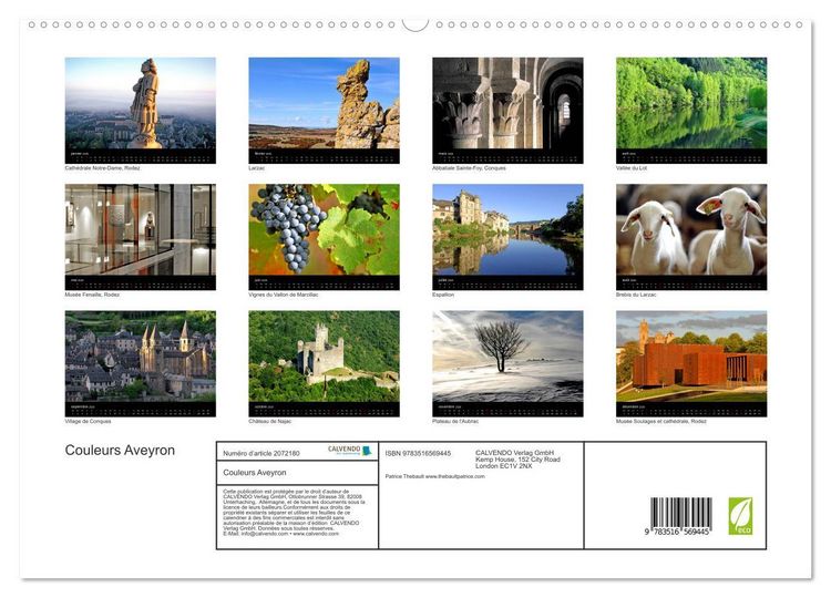 Produktbild: Couleurs Aveyron (Calendrier mural 2026 DIN A2 vertical) calendrier de bureau
