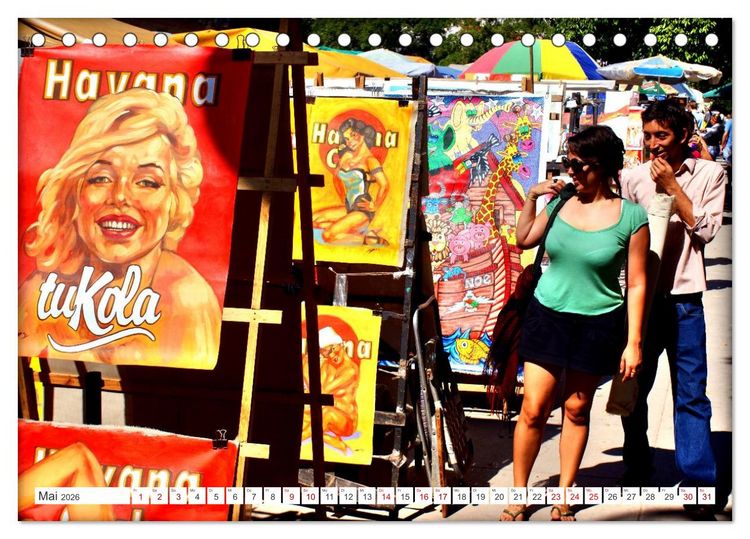 Produktbild: Kuba Kunst - Maler in Havanna (Tischkalender 2026 DIN A5 quer), CALVENDO Monatskalender