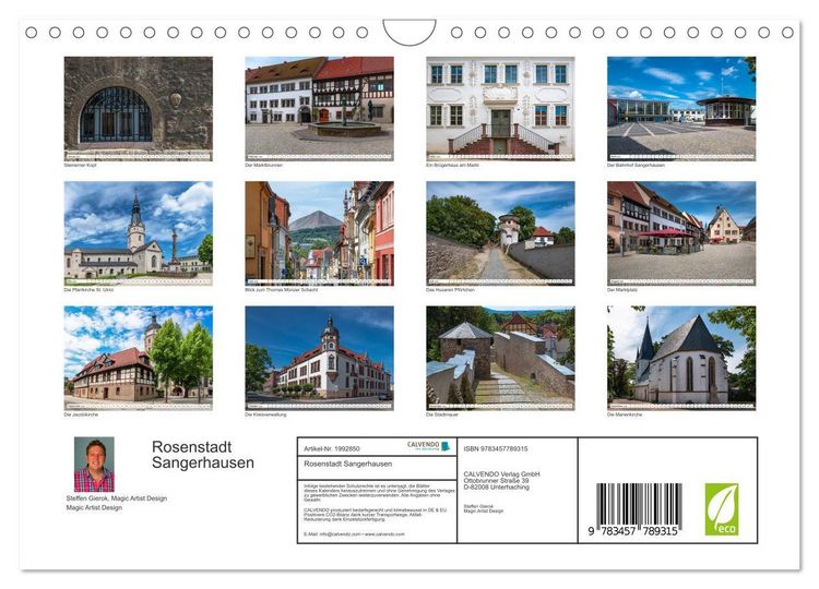 Produktbild: Rosenstadt Sangerhausen (Wandkalender 2026 DIN A4 quer), CALVENDO Monatskalender