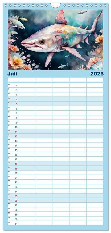 Produktbild: Familienplaner 2026 - Meereskreaturen - Lebendige Unterwasserwelt mit 5 Spalten (Wandkalender, 21 x 45 cm) CALVENDO