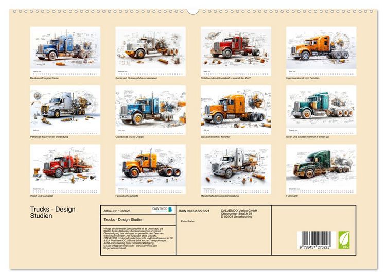 Produktbild: Trucks - Design Studien (hochwertiger Premium Wandkalender 2026 DIN A2 quer), Kunstdruck in Hochglanz