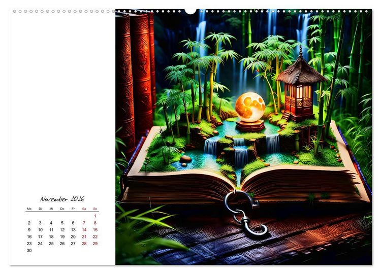Produktbild: Fantastische surreale B&uuml;cherwelten (hochwertiger Premium Wandkalender 2026 DIN A2 quer), Kunstdruck in Hochglanz