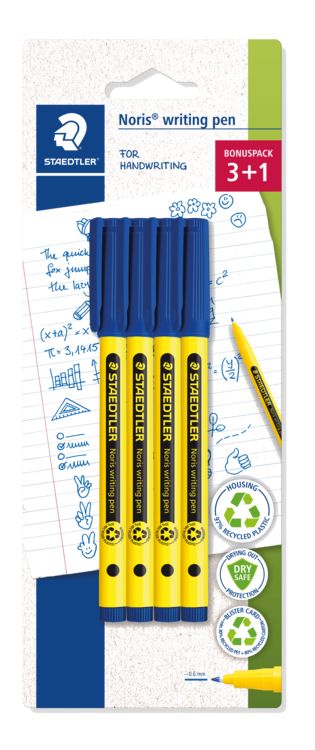 Produktbild: STAEDTLER Noris&reg; writing pen 307, 4 x Fineliner, blau, 307-3 BK4