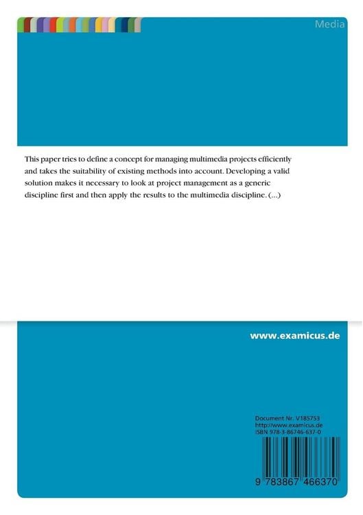 Produktbild: A Project Management Methodology for Multimedia Projects