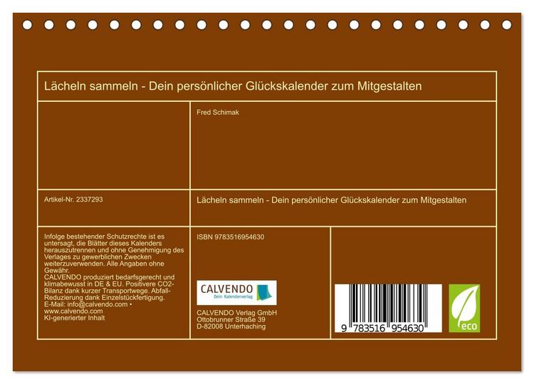 Produktbild: L&auml;cheln sammeln - Dein pers&ouml;nlicher Gl&uuml;ckskalender zum Mitgestalten (Tischkalender 2027 DIN A5 quer), CALVENDO Monatskalender