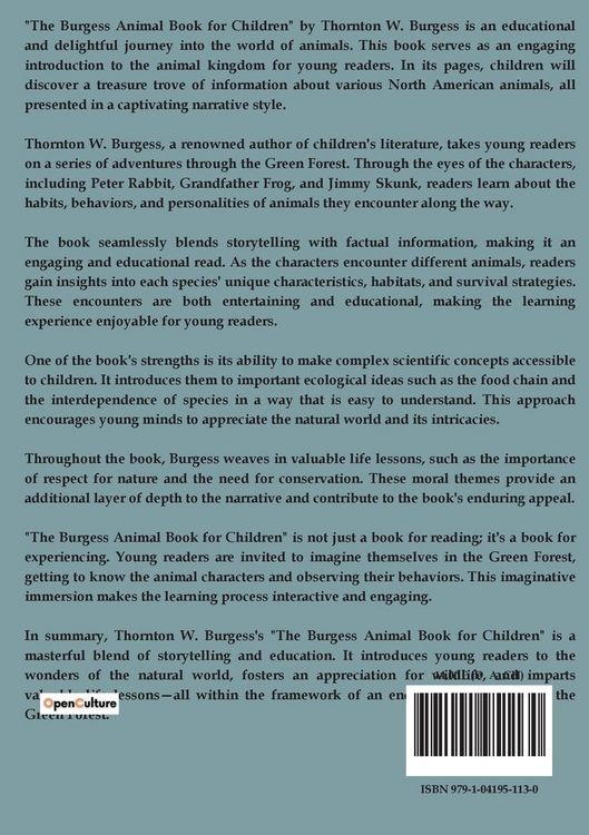 Produktbild: The Burgess Animal Book For Children