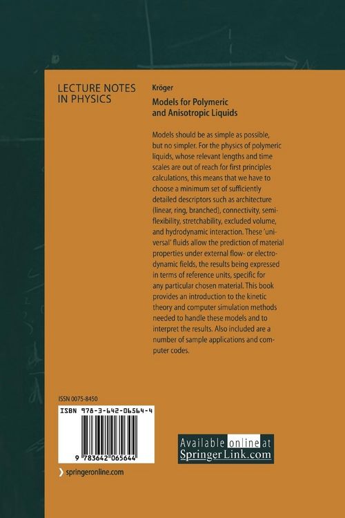 Produktbild: Models for Polymeric and Anisotropic Liquids