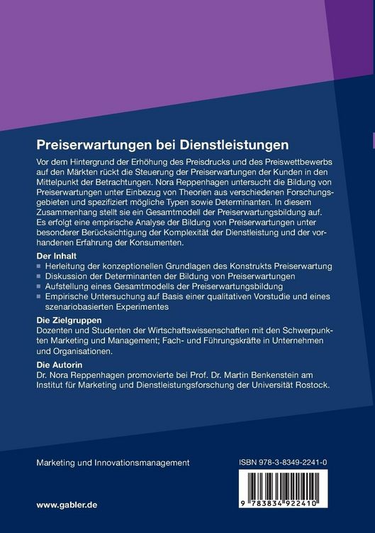 Produktbild: Preiserwartungen bei Dienstleistungen