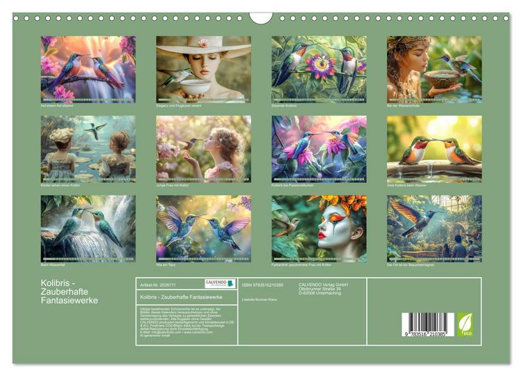 Produktbild: Kolibris - Zauberhafte Fantasiewerke (Wandkalender 2026 DIN A3 quer), CALVENDO Monatskalender