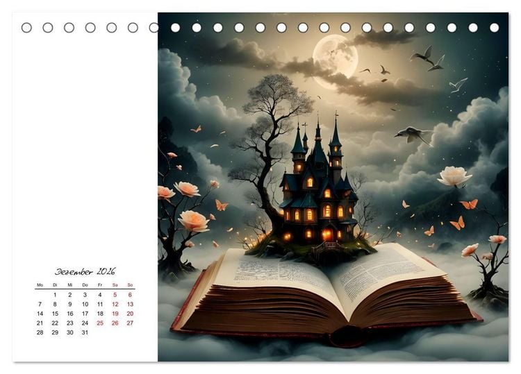 Produktbild: Fantastische surreale B&uuml;cherwelten (Tischkalender 2026 DIN A5 quer), CALVENDO Monatskalender