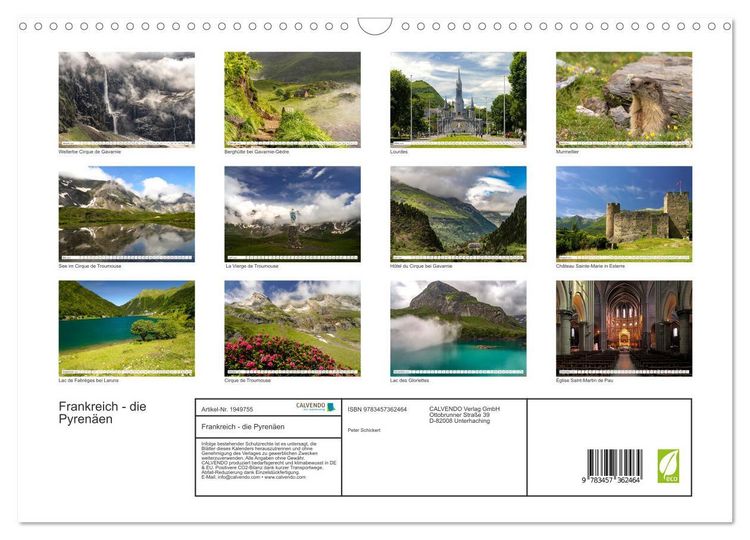 Produktbild: Frankreich - die Pyren&auml;en (Wandkalender 2026 DIN A3 quer), CALVENDO Monatskalender