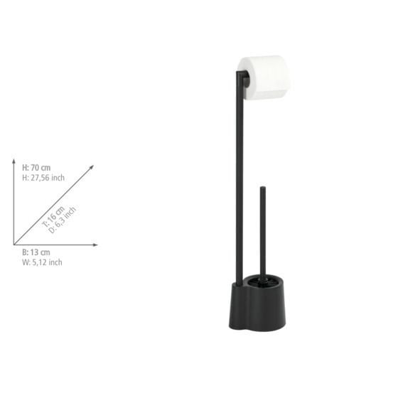 Produktbild: Stand WC-Garnitur Mod. Avola Schwarz matt, aus rostfreiem Edelstahl