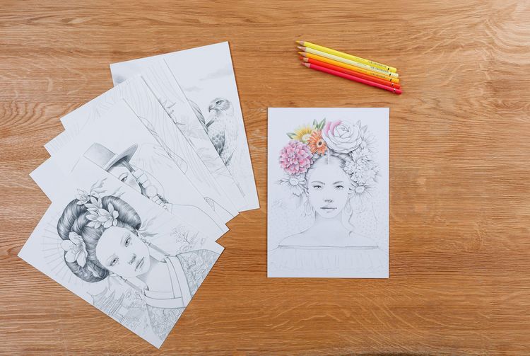 Produktbild: ODELIA, Ausmalblock Mixed Media, 20 Blatt A4 250g, Spiralbindung, Frauen