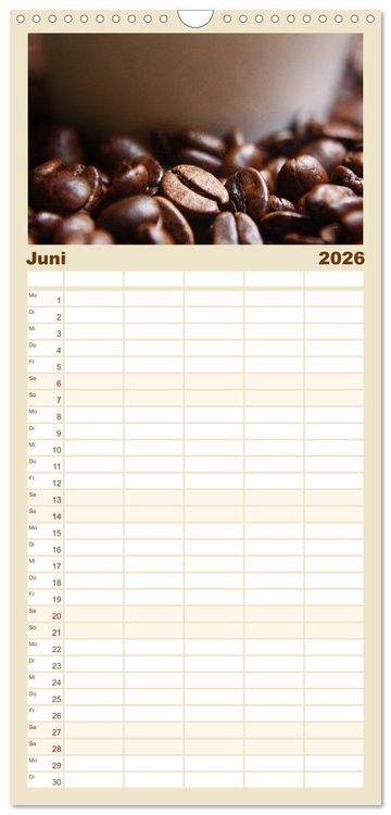 Produktbild: Familienplaner 2026 - Der Kaffee ist fertig mit 5 Spalten (Wandkalender, 21 x 45 cm) CALVENDO
